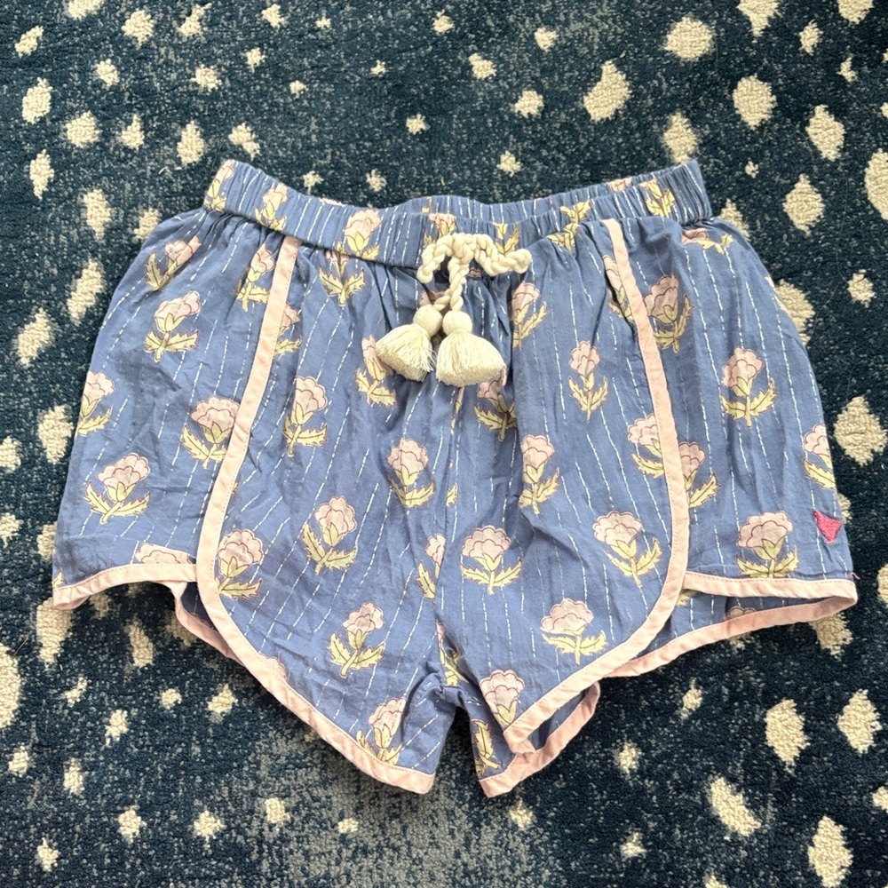 Pink Chicken - Drop Millie Girls Blue Floral Patterned Shorts